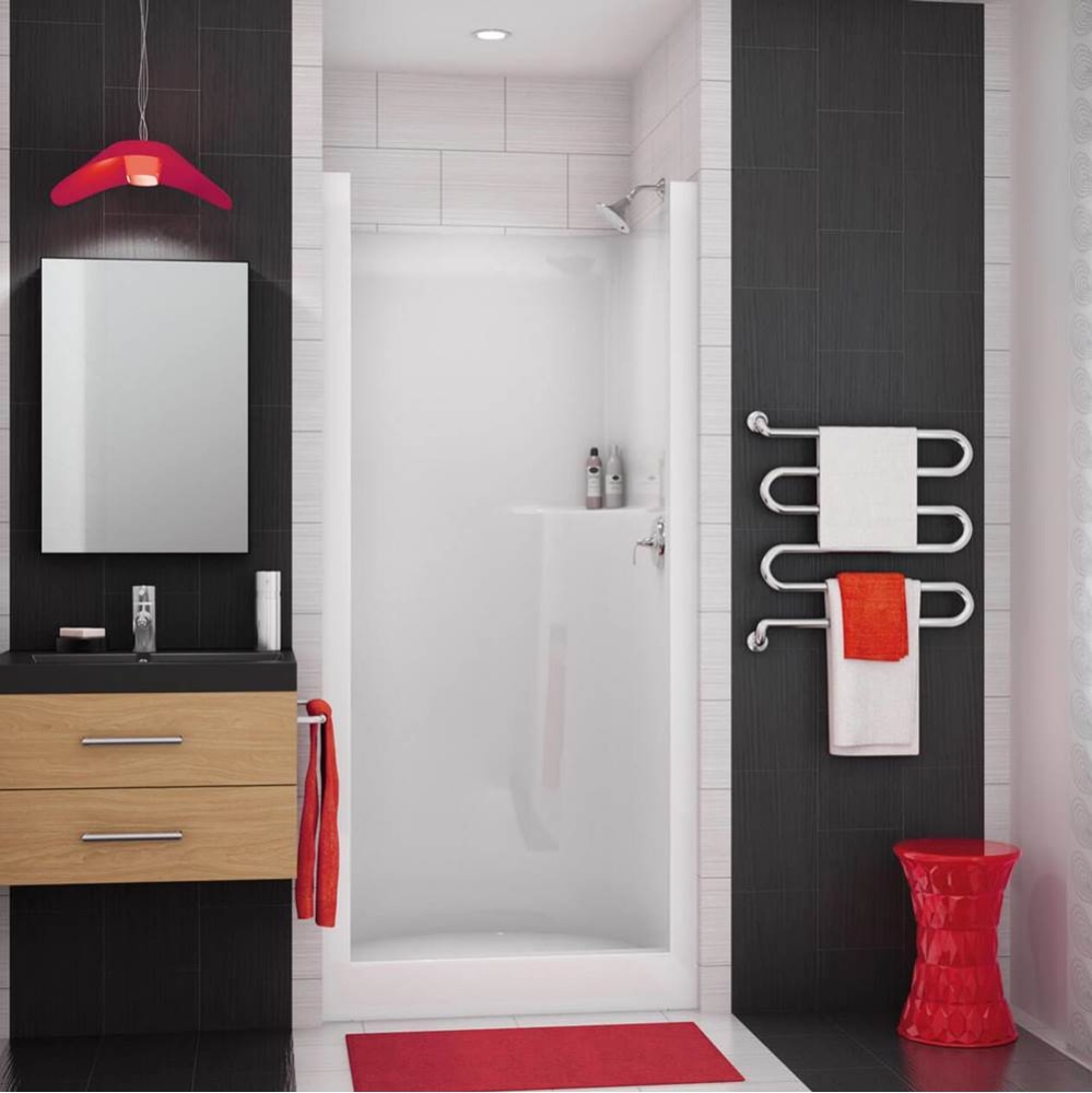 SS32 32 x 33 AcrylX Alcove Center Drain One-Piece Shower in White