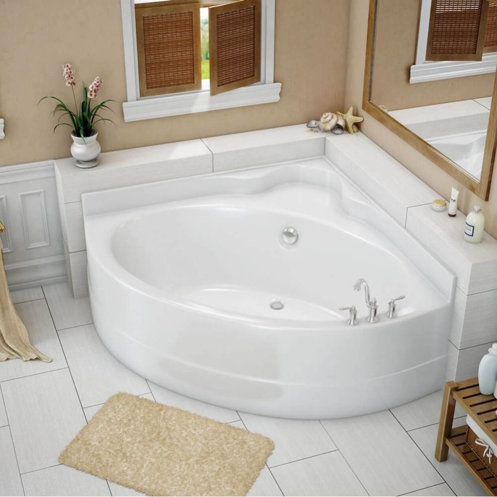 VO5050 5 FT 51.5 in. x 51.5 in. Corner Bathtub with Whirlpool System Center Drain in White