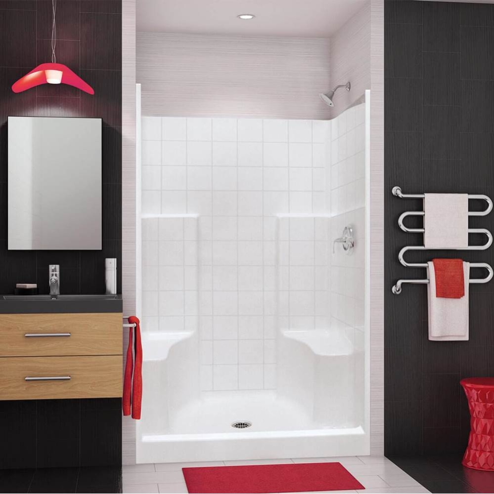 SST3648 AcrylX Alcove Center Drain One-Piece Shower in White