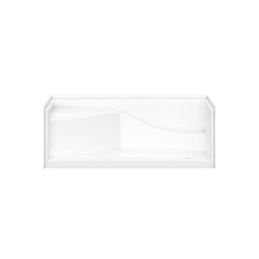 Olio 6030 Seated Base AcrylX Alcove Shower Base with Right-Hand Drain in White