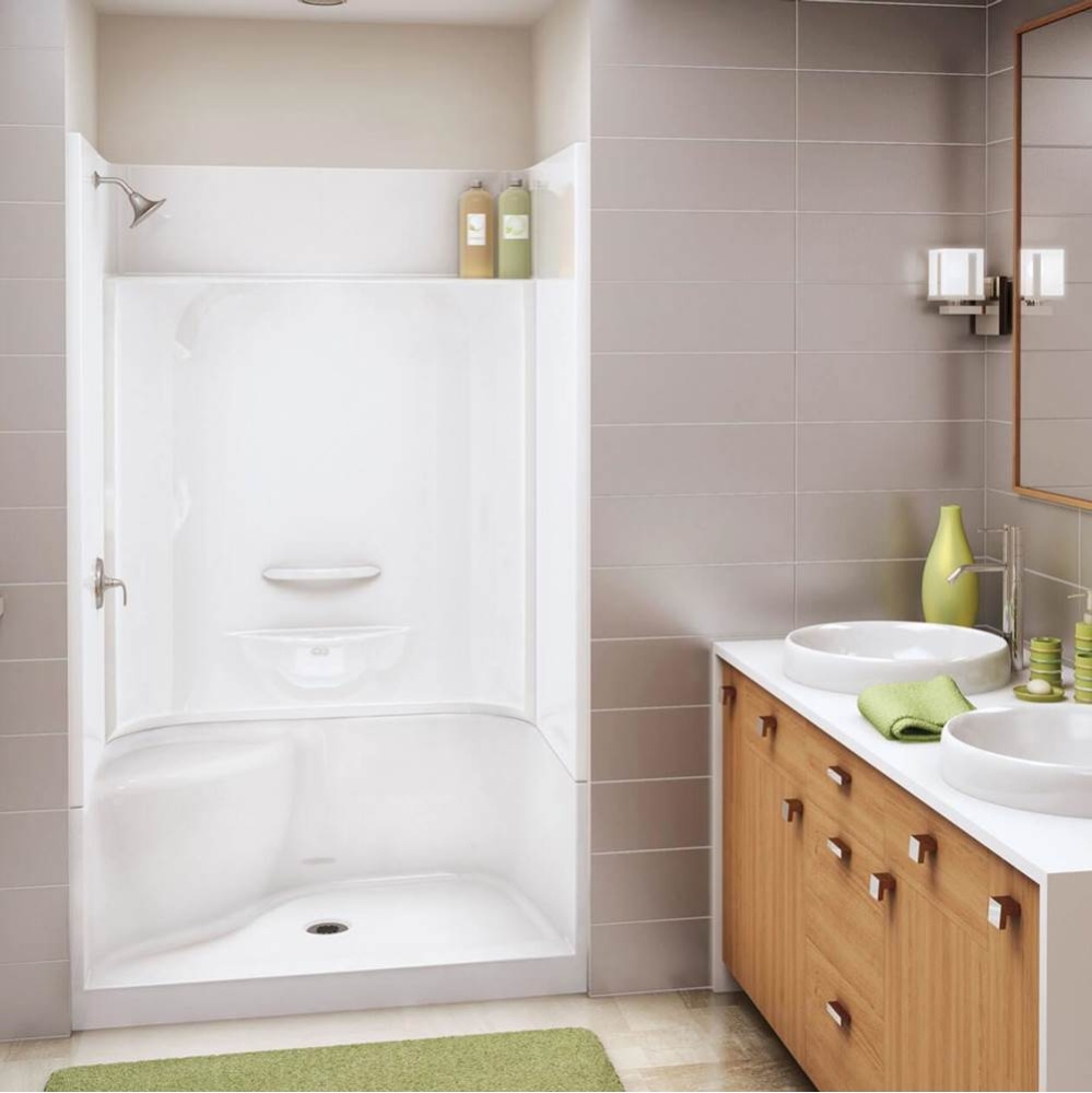 KDS 3448 AFR AcrylX Alcove Center Drain Four-Piece Shower in White