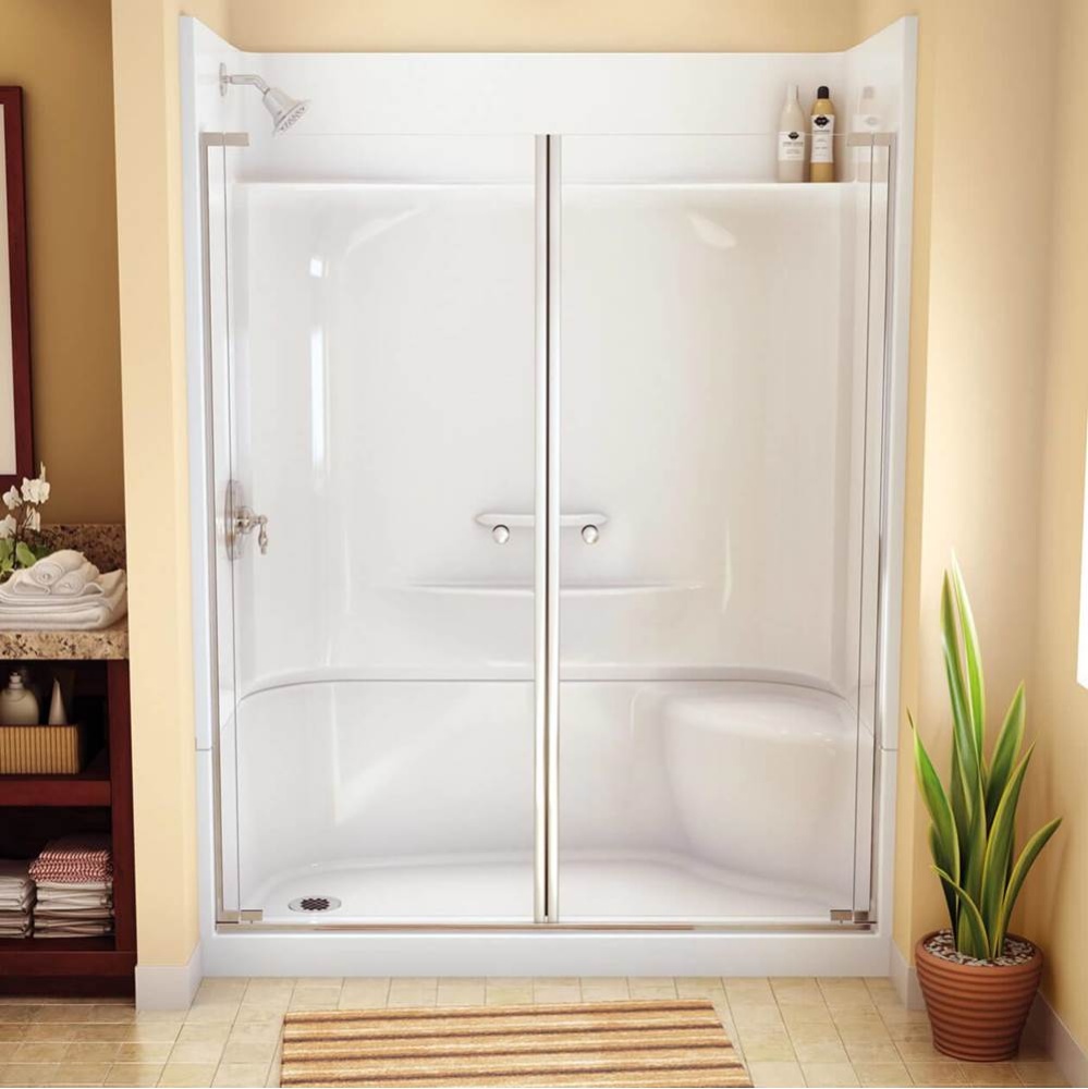 KDS 3460 AcrylX Alcove Center Drain Four-Piece Shower in White