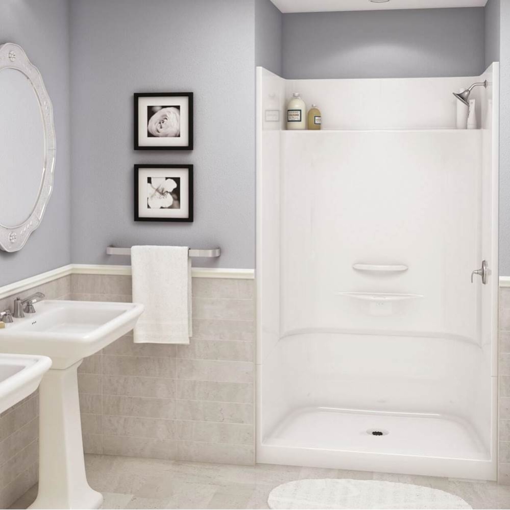 Essence SH-4834 AcrylX Alcove Center Drain Four-Piece Shower in White