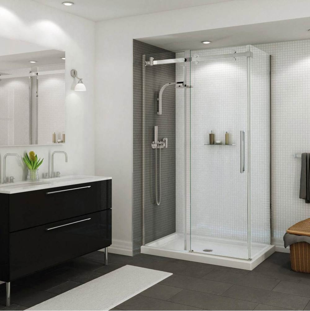 B3Round 4832 Acrylic Corner Left Shower Base in White with Center Drain