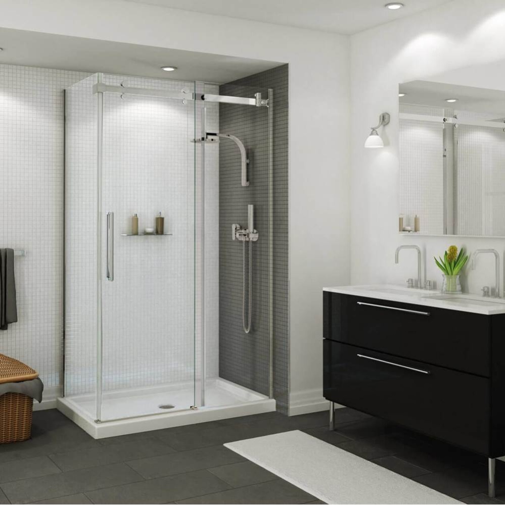 B3Round 4832 Acrylic Corner Right Shower Base in White with Center Drain