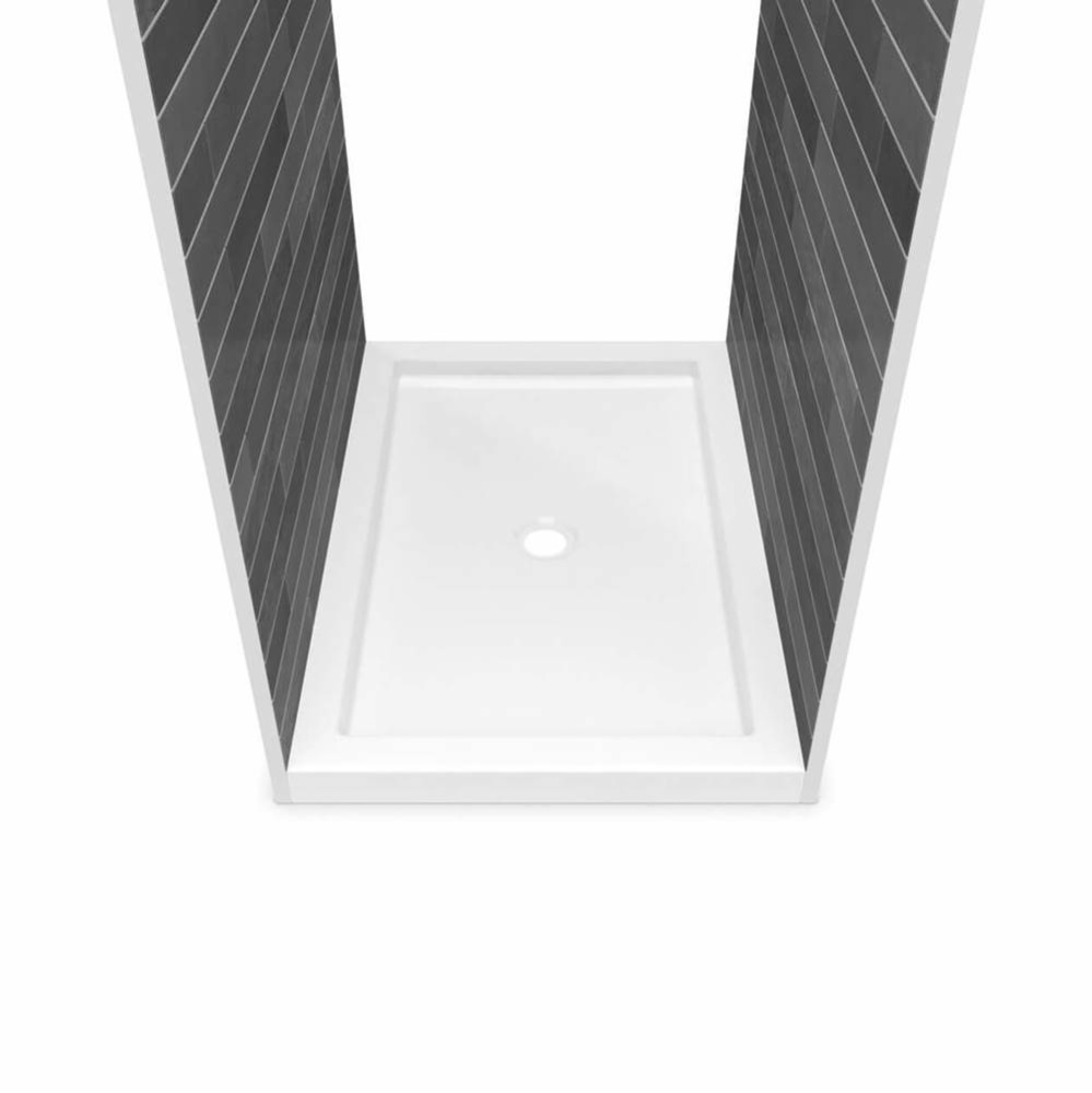 B3Round 4832 Acrylic Tunnel Shower Base in White with Center Drain