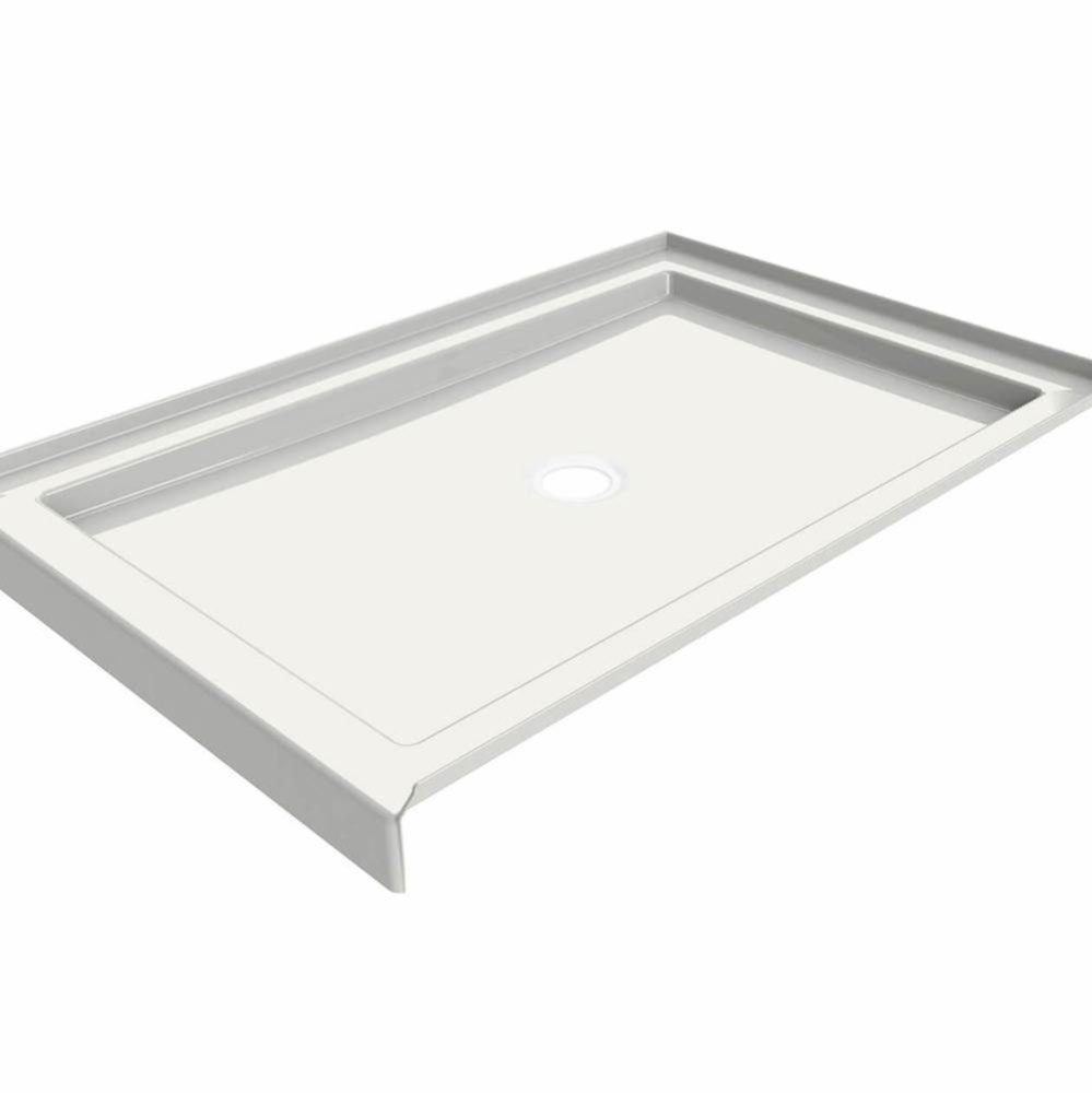 B3Round 4834 Acrylic Alcove Deep Shower Base in White with Center Drain