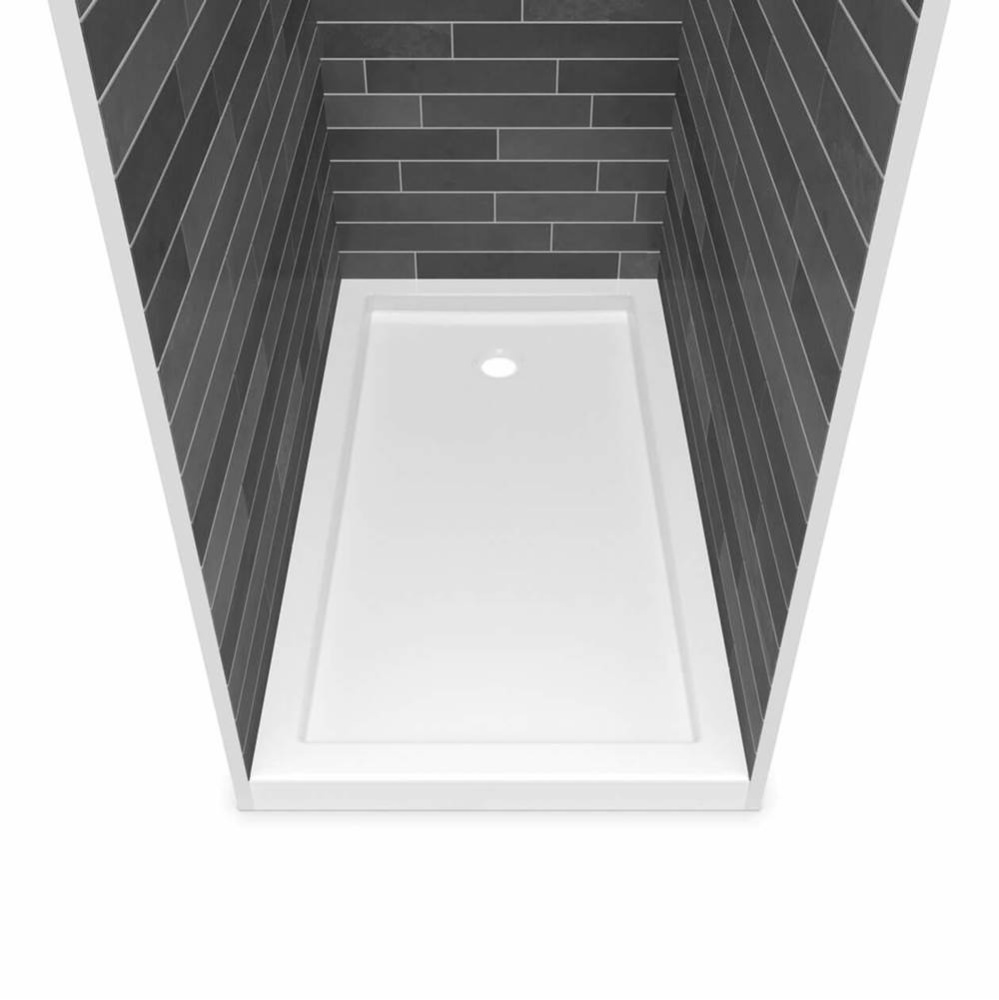 B3Round 6030 Acrylic Alcove Deep Shower Base in White with Back End Drain