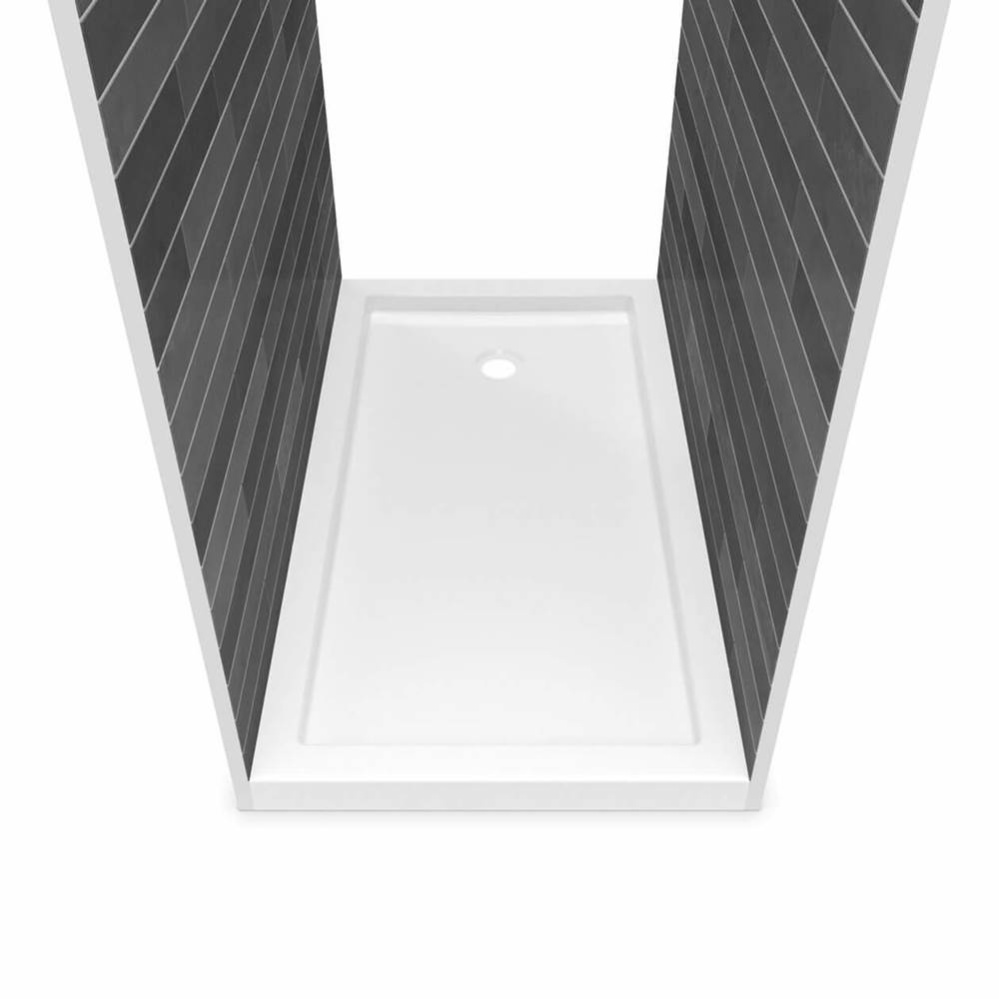 B3Round 6032 Acrylic Tunnel Shower Base in White with Back End Drain