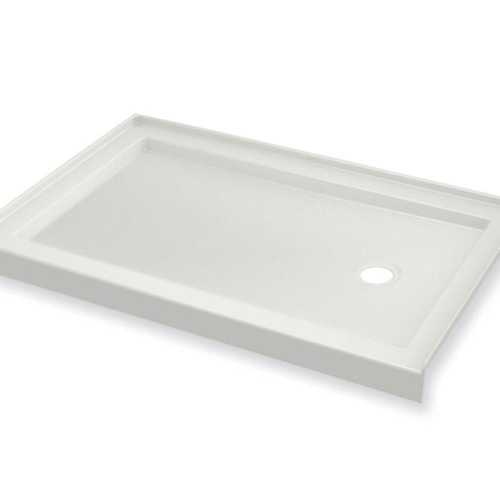 B3Round 6036 Acrylic Alcove Shower Base in White with Anti-slip Bottom with Right-Hand Drain