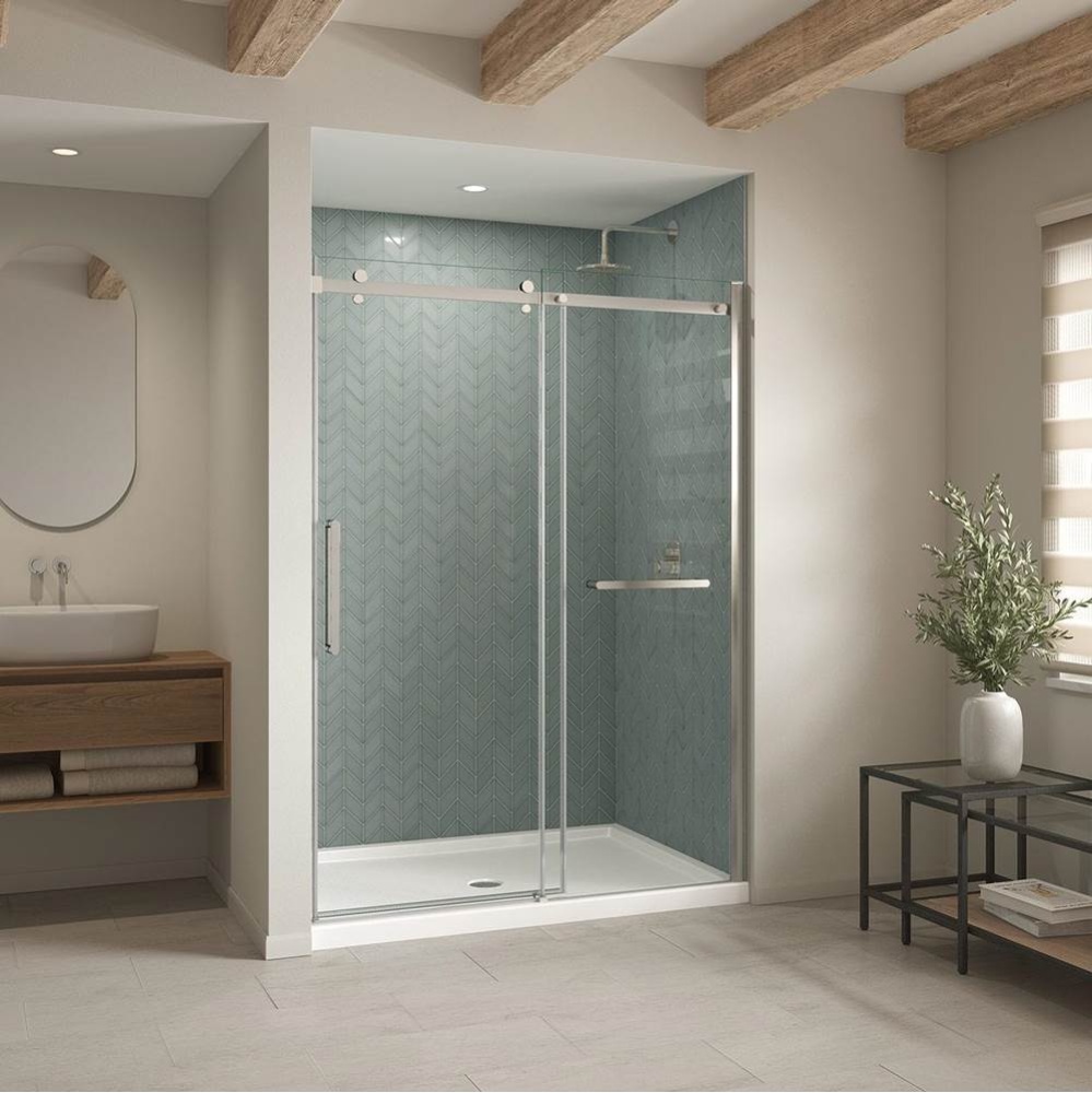 B3Round 6042 Acrylic Alcove Shower Base in White with Anti-slip Bottom with Center Drain