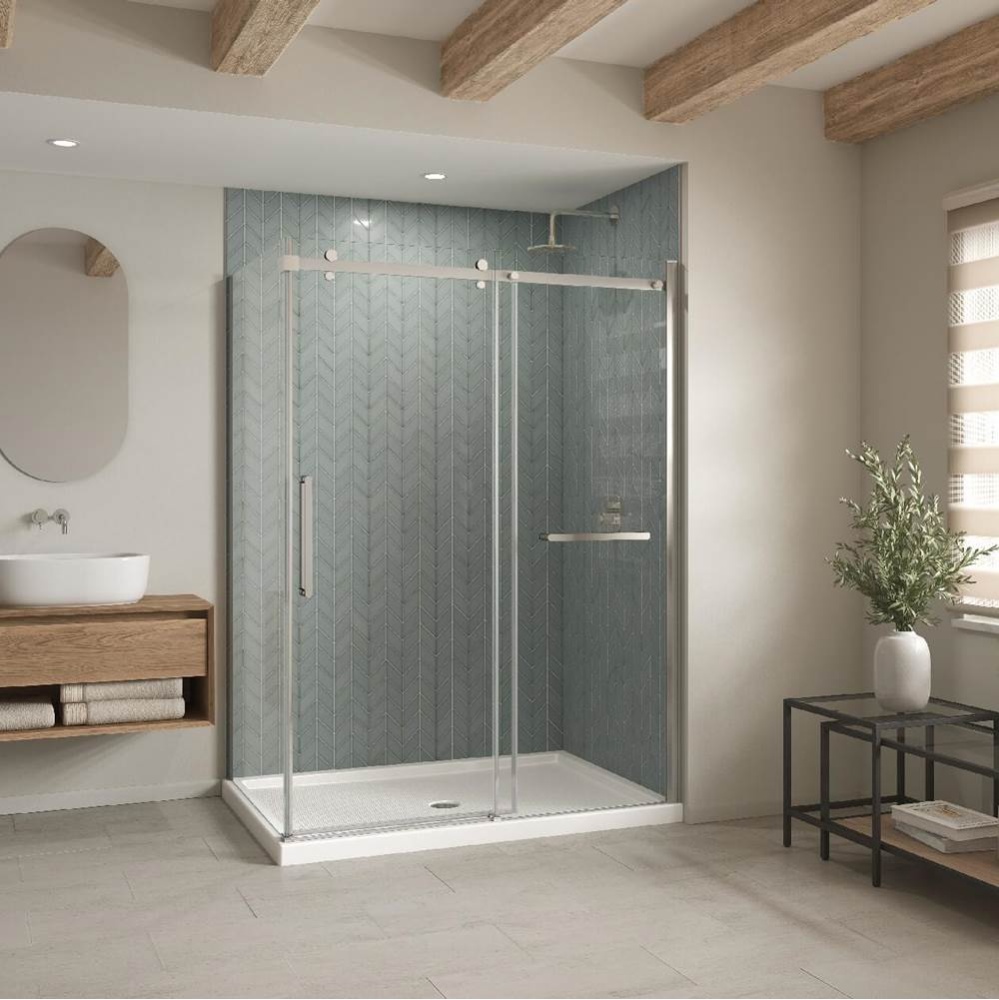 B3Round 6042 Acrylic Corner Right Shower Base in White with Anti-slip Bottom with Center Drain