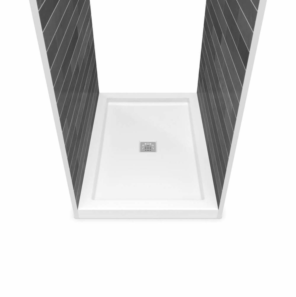 B3Square 4836 Acrylic Tunnel Shower Base in White with Center Drain