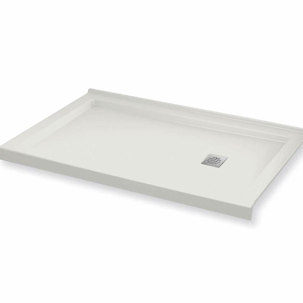 B3Square 6030 Acrylic Corner Right Shower Base in White with Right-Hand Drain