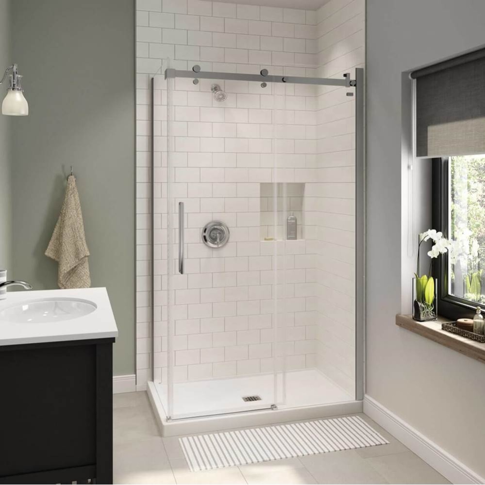 B3X 4836 Acrylic Corner Right Shower Base with Anti-slip Bottom with Center Drain in White