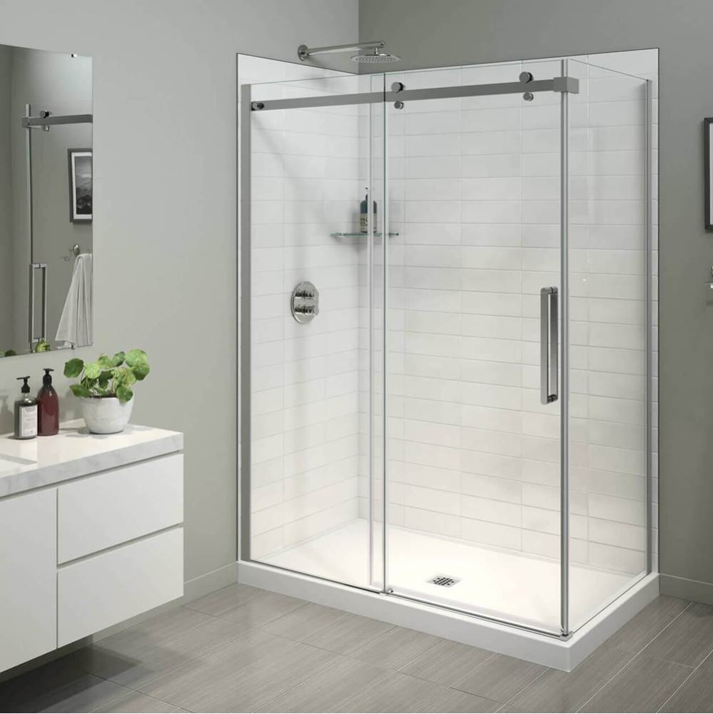 B3X 6036 Acrylic Corner Left Shower Base with Center Drain in White