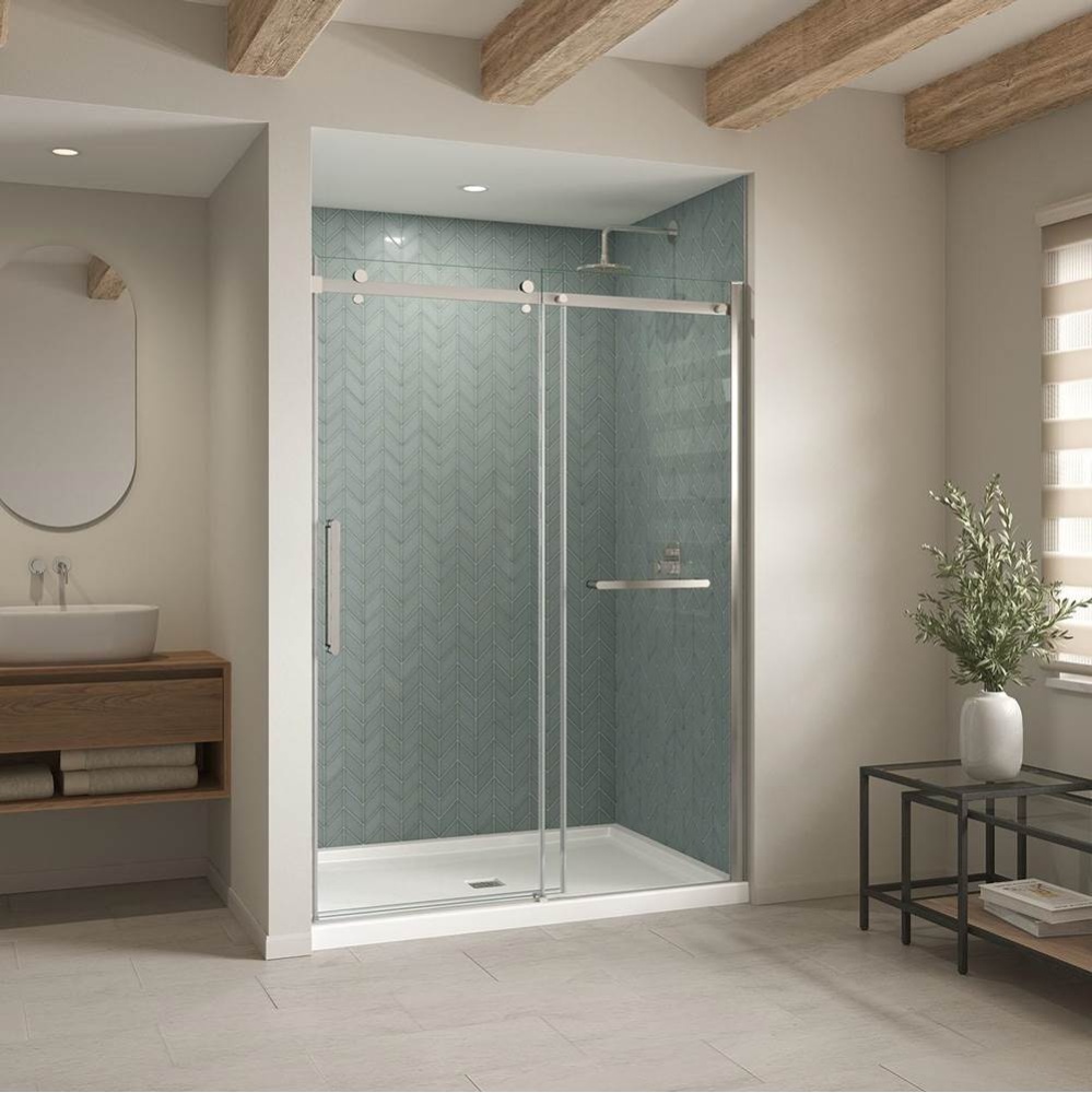 B3Square 6042 Acrylic Alcove Shower Base in White with Center Drain