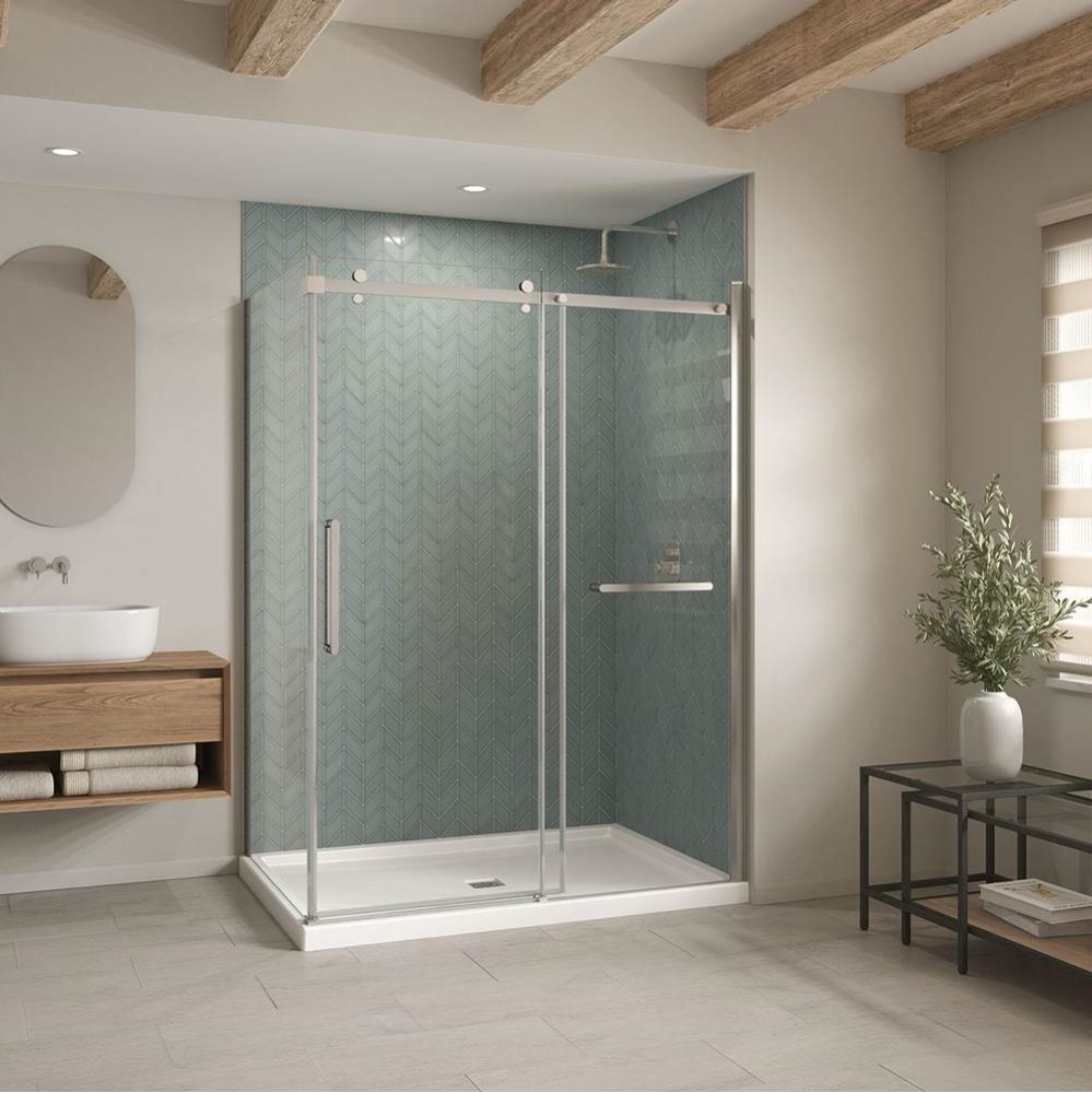 B3Square 6042 Acrylic Corner Right Shower Base in White with Center Drain