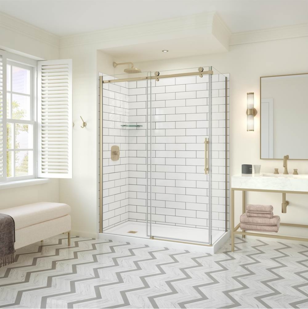 Odyssey SC Return Panel for 36 in. Base in Clear Glass in Brushed Gold