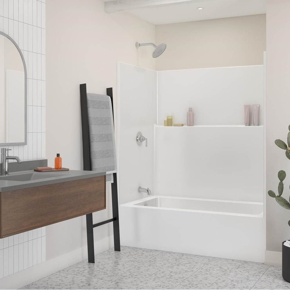 Icon TS6036X AFR Acrylx Alcove Right Hand Drain One-Piece Tub Shower in White