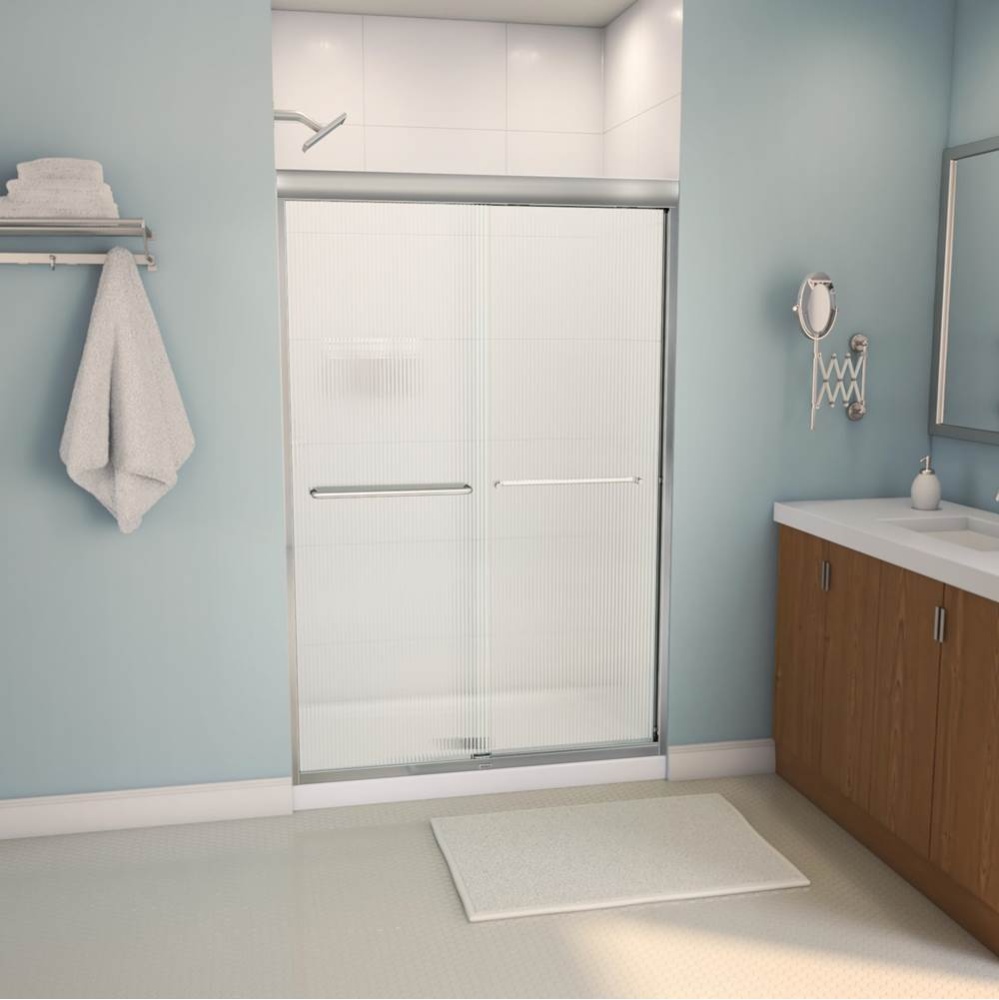 Aura 43-47 x 71 in. 6 mm Bypass Shower Door for Alcove Installation with Fluted Glass in Brushed N