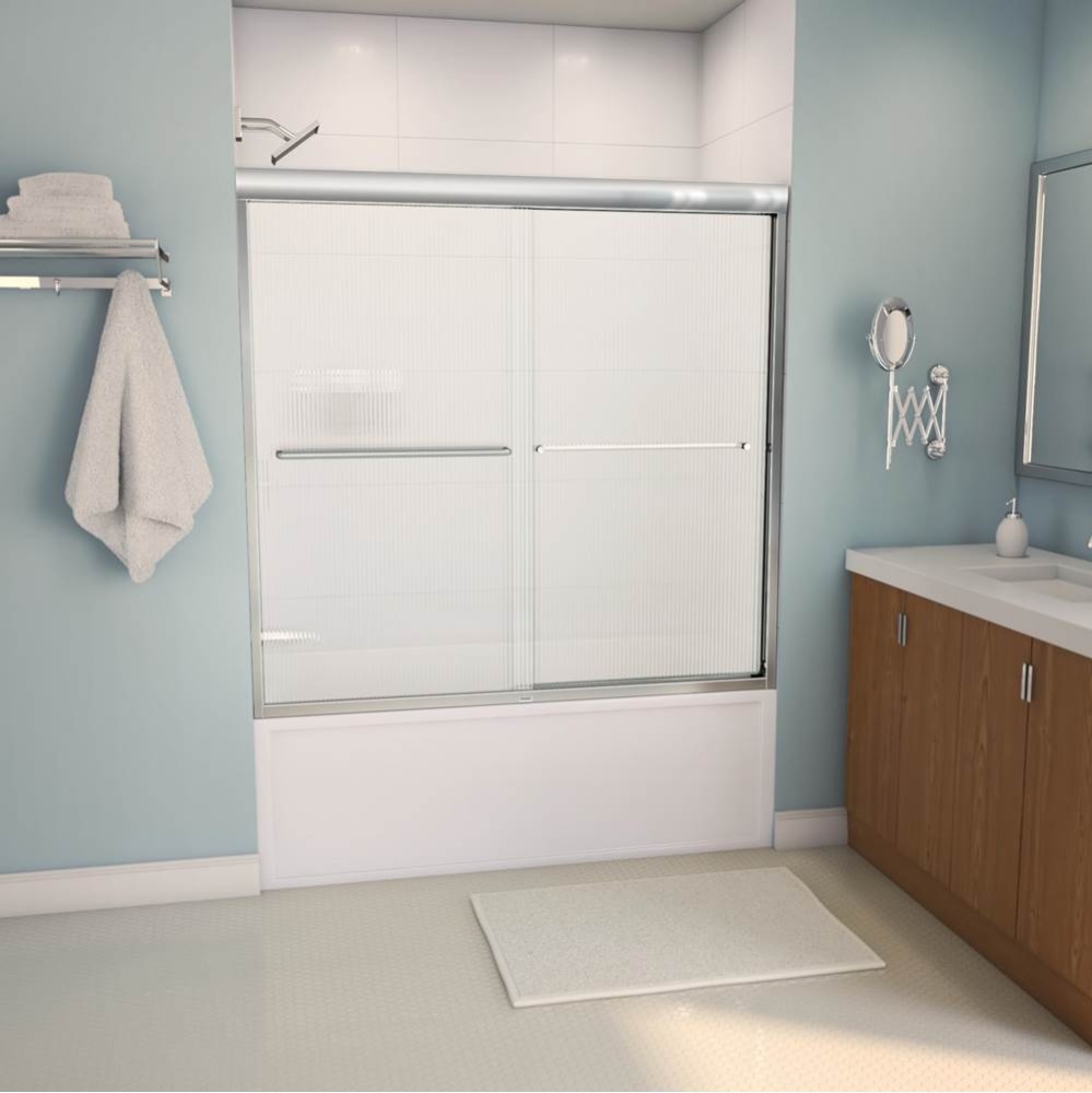Aura 55-59 x 57 in. 6 mm Bypass Tub Door for Alcove Installation with Fluted Glass in Chrome