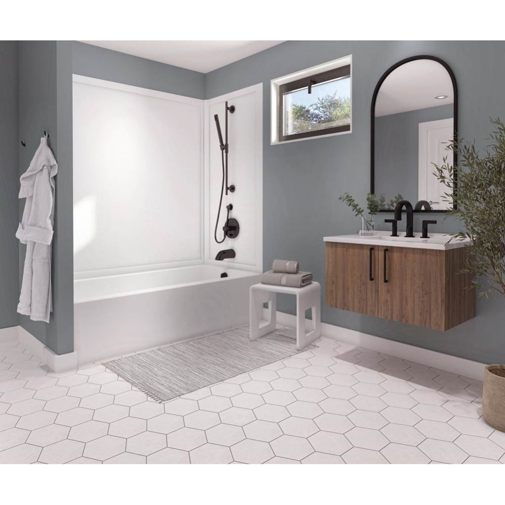 Effika 6030 Polystyrene Glue Up Three-Piece Tub Wall Surround in White