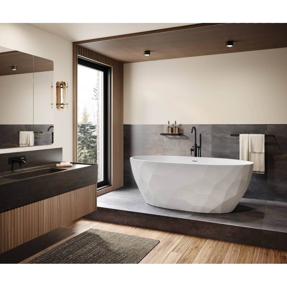 Fura Matte 6732 Acrylic Freestanding Center Drain Bathtub in Matte White