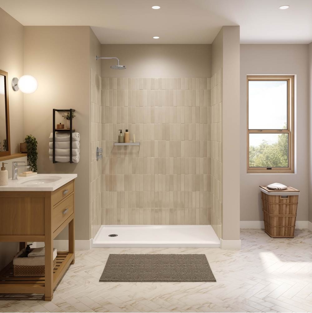 Interflo 6030 Acrylic Alcove Shower Base in White with Right-hand Drain