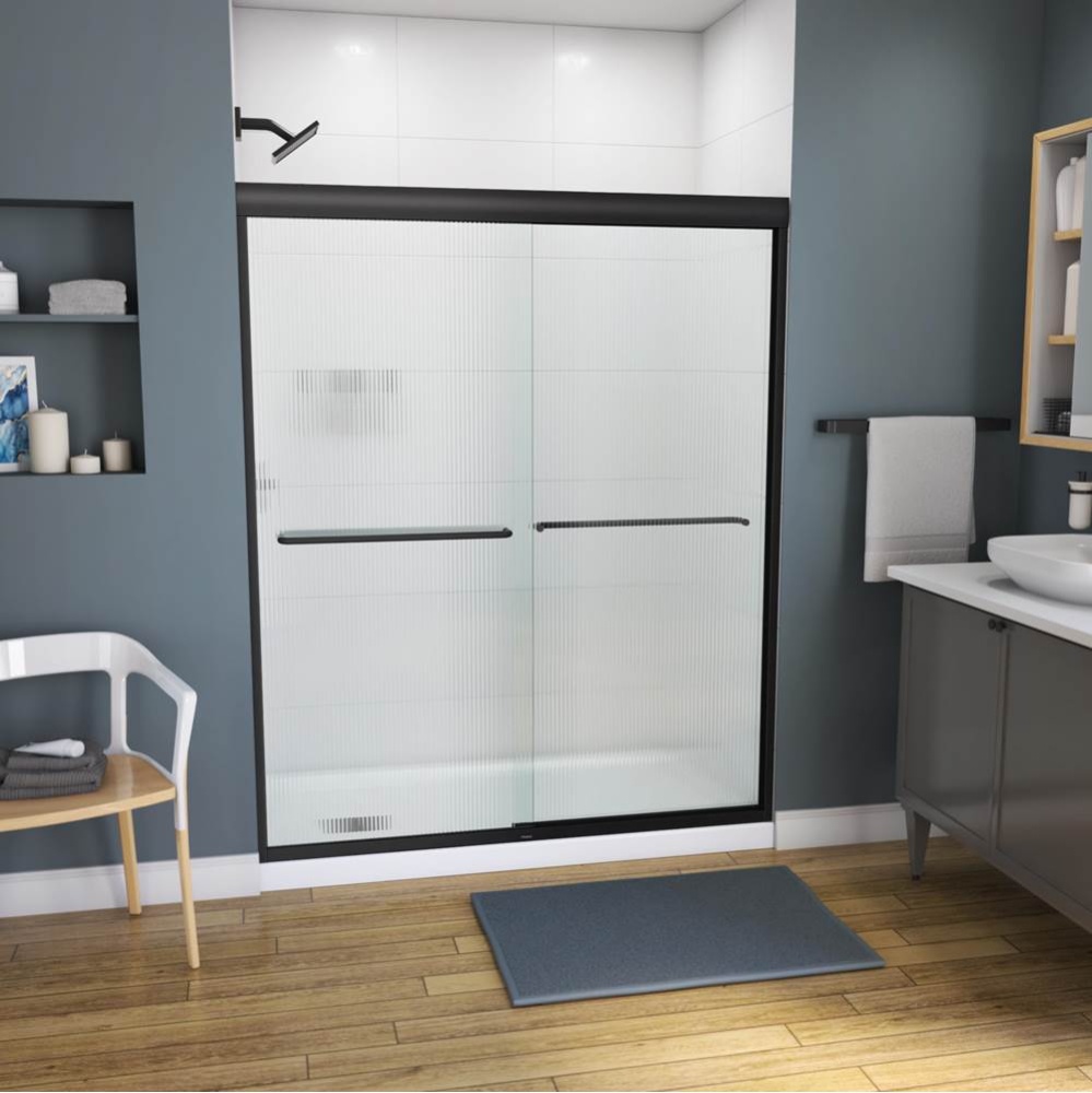 Kameleon 55-59 x 71 in. 6 mm Bypass Shower Door for Alcove Installation with Fluted glass in Matte