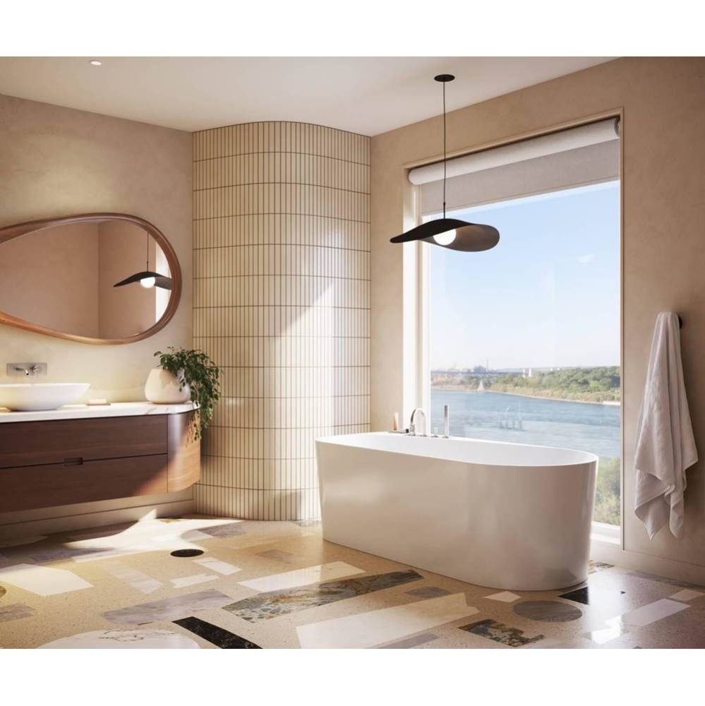 Kuja 6732 Acrylic Freestanding End Drain Bathtub in White