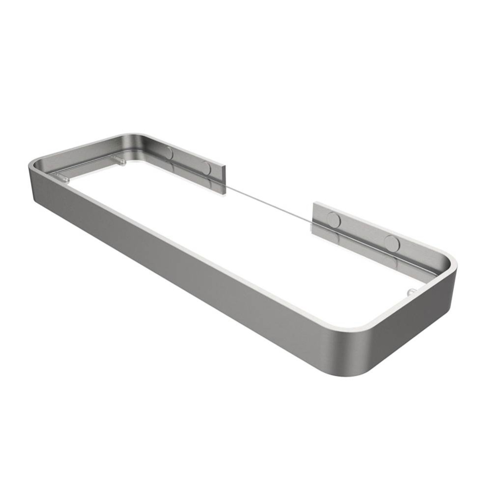 Manhattan Rectangular Shelf with Glass in Brushed Chrome