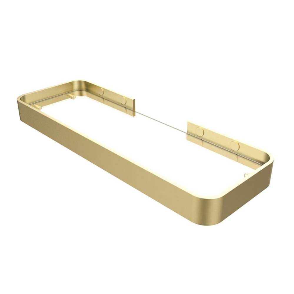 Manhattan Rectangular Shelf with Glass in Brushed Gold