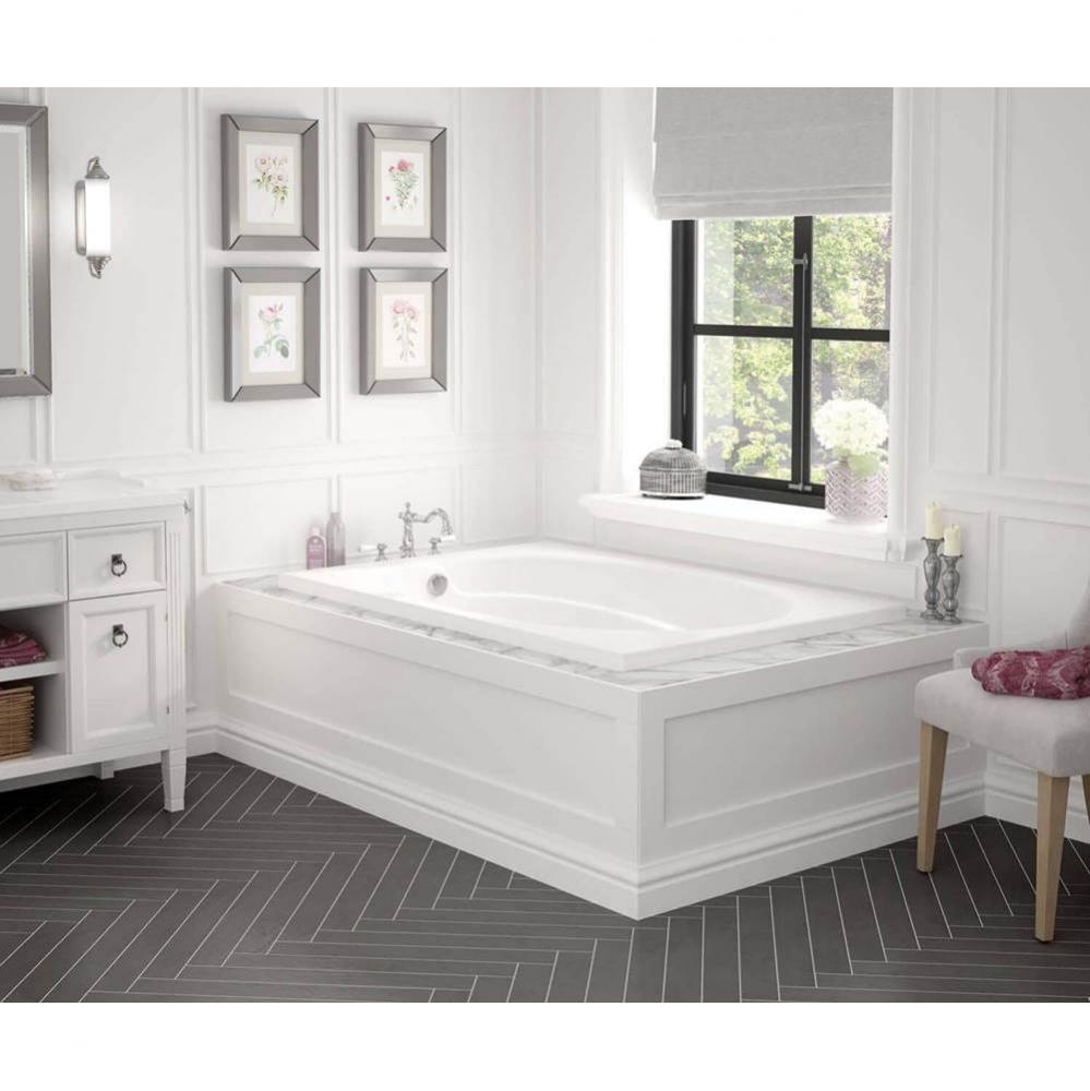 Temple 59.75 in. x 40.75 in. Alcove Bathtub with Aeroeffect System End Drain in White