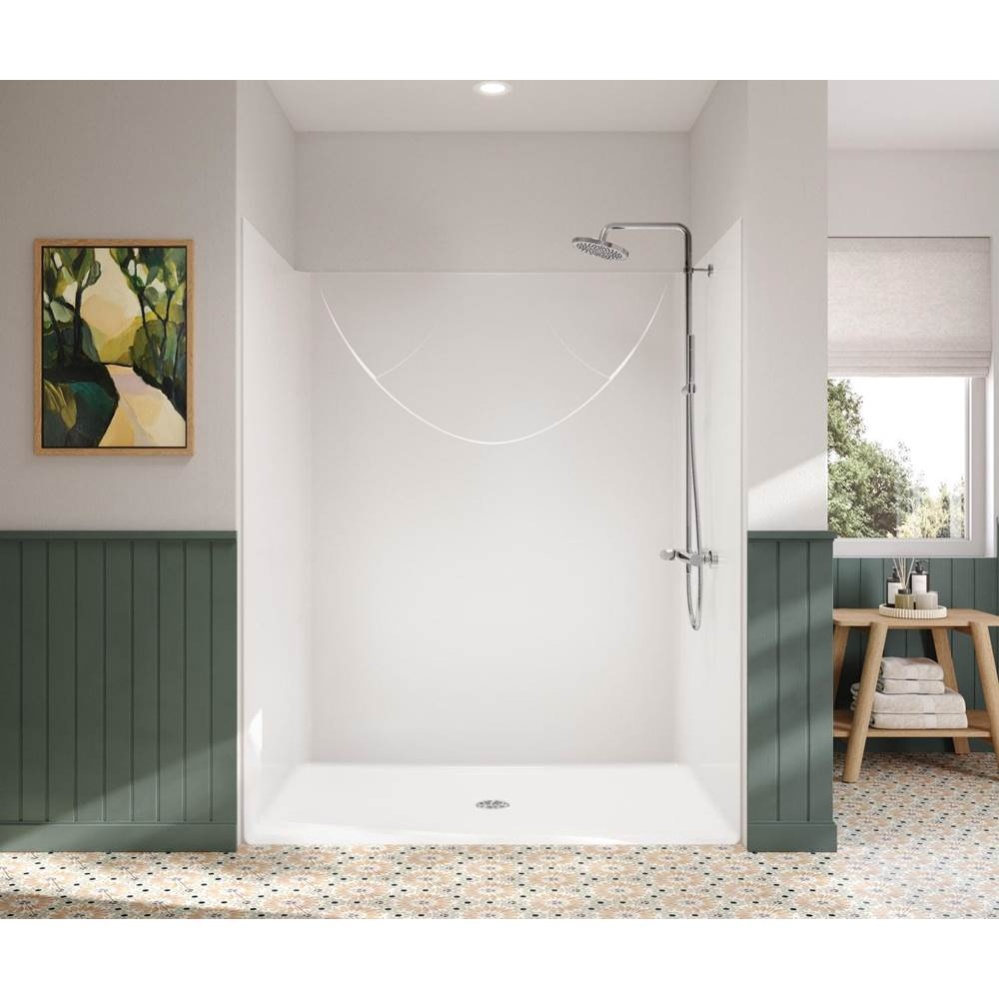 Outlook BFS-6036F 62.75 in. x 39.5 in. x 78.75 in. 1-piece Shower with No Seat, Center Drain in Wh