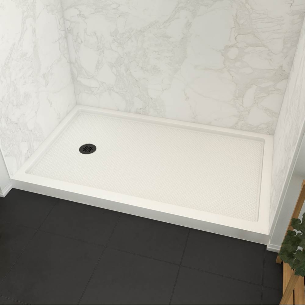 Roka 6036 Acrylic Alcove Shower Base in White with Left-Hand Drain
