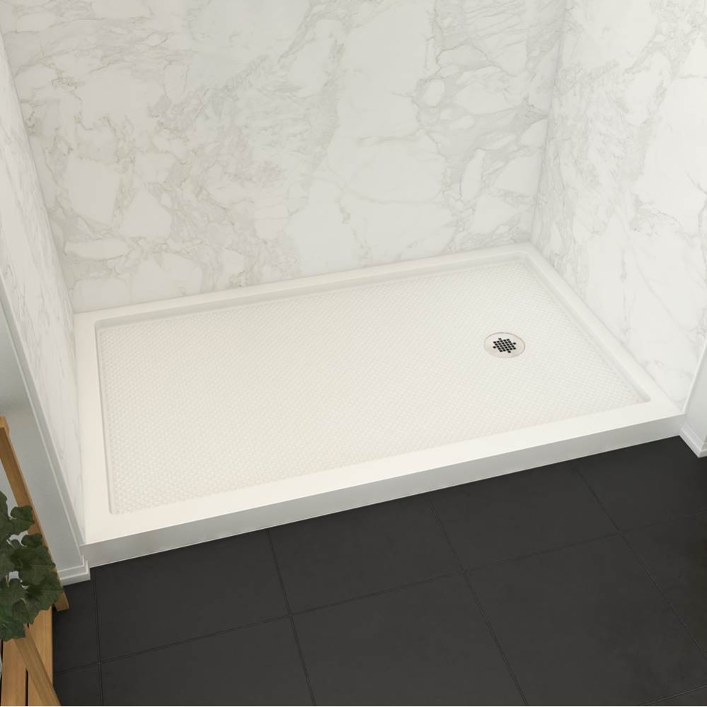 Roka 6032 Acrylic Alcove Shower Base in White with Right-Hand Drain