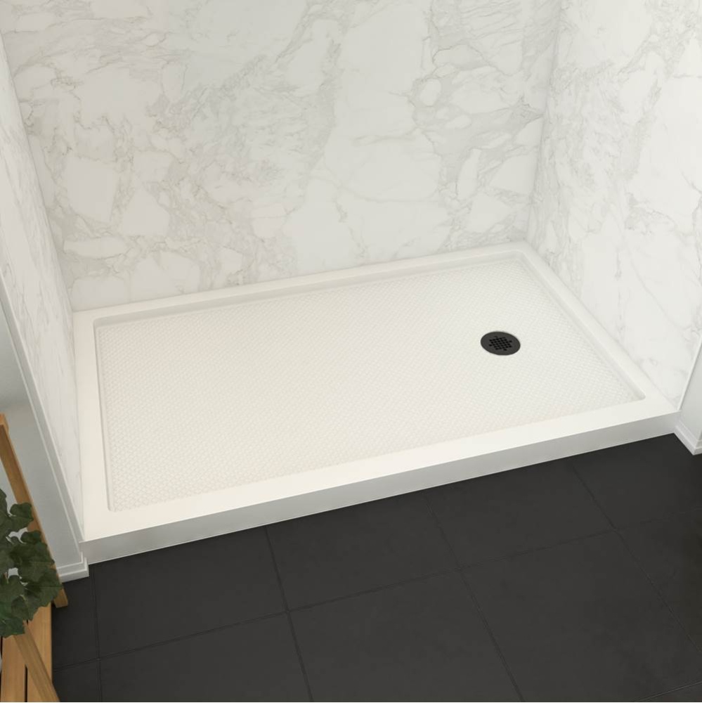 Roka 6036 Acrylic Alcove Shower Base in White with Right-Hand Drain