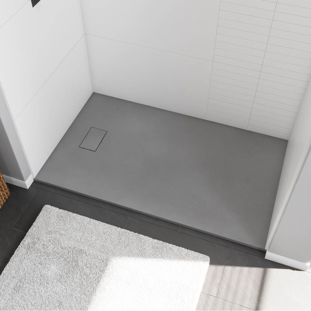 Stonea 6032 Solid Surface Universal Shower Base in Grey with End Drain