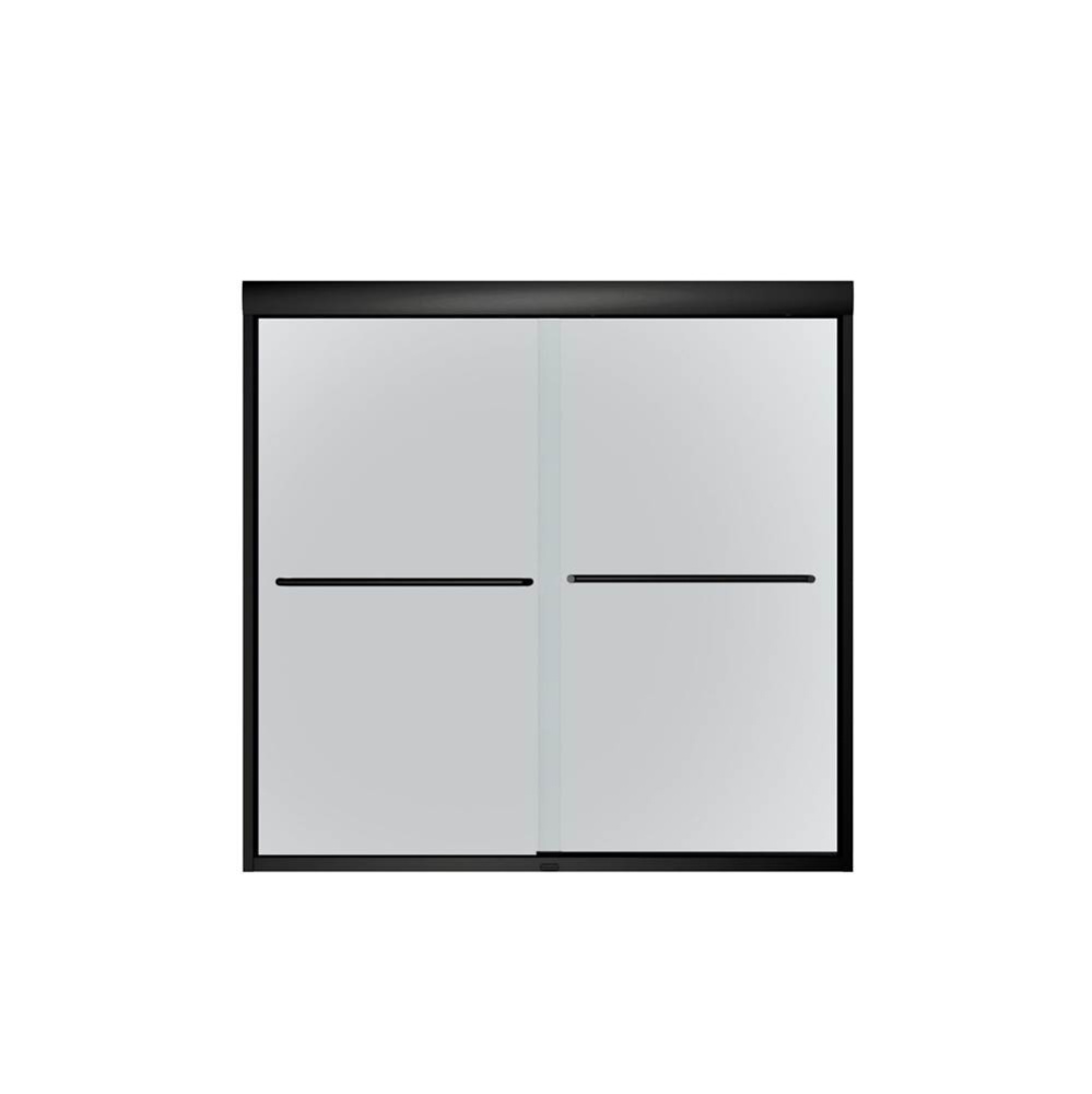 Tonik 55-59 x 57 in. 6 mm Bypass Tub Door for Alcove Installation with Frost Glass in Matte Black