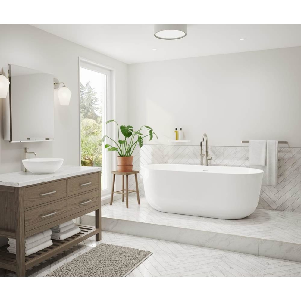 Malindi 67 x 30 Acrylic Freestanding Oval Center Drain Bathtub in White