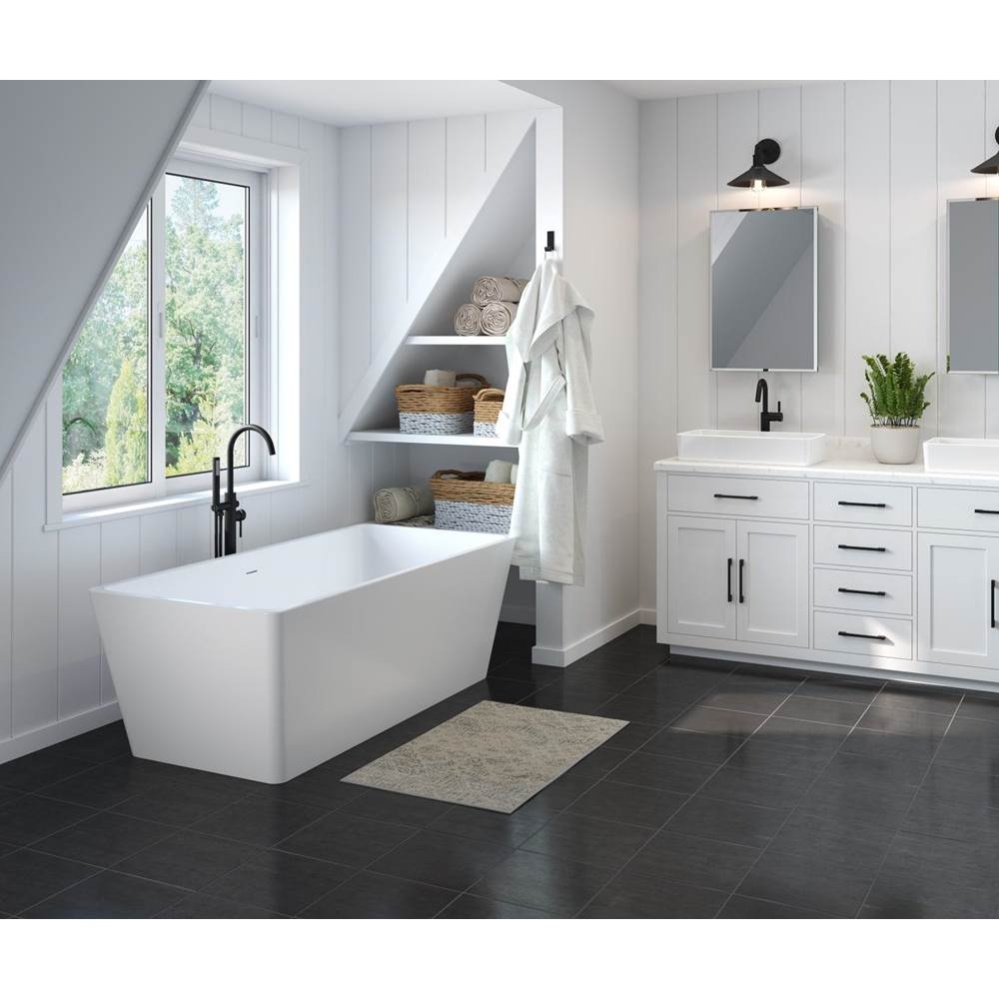 Nakuru 67 x 31 Acrylic Freestanding Rectangular Center Drain Bathtub in White