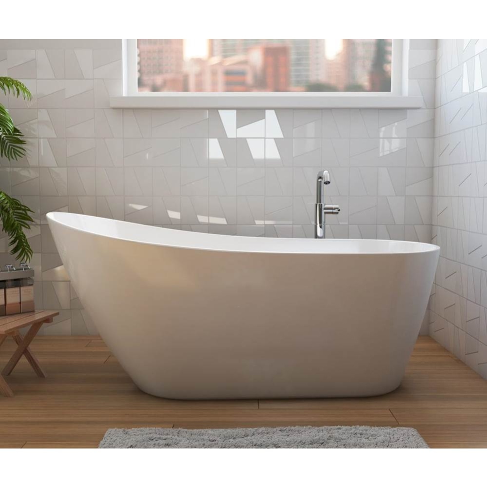 Soca 59 x 28 Acrylic Freestanding Slipper End Drain Bathtub in White