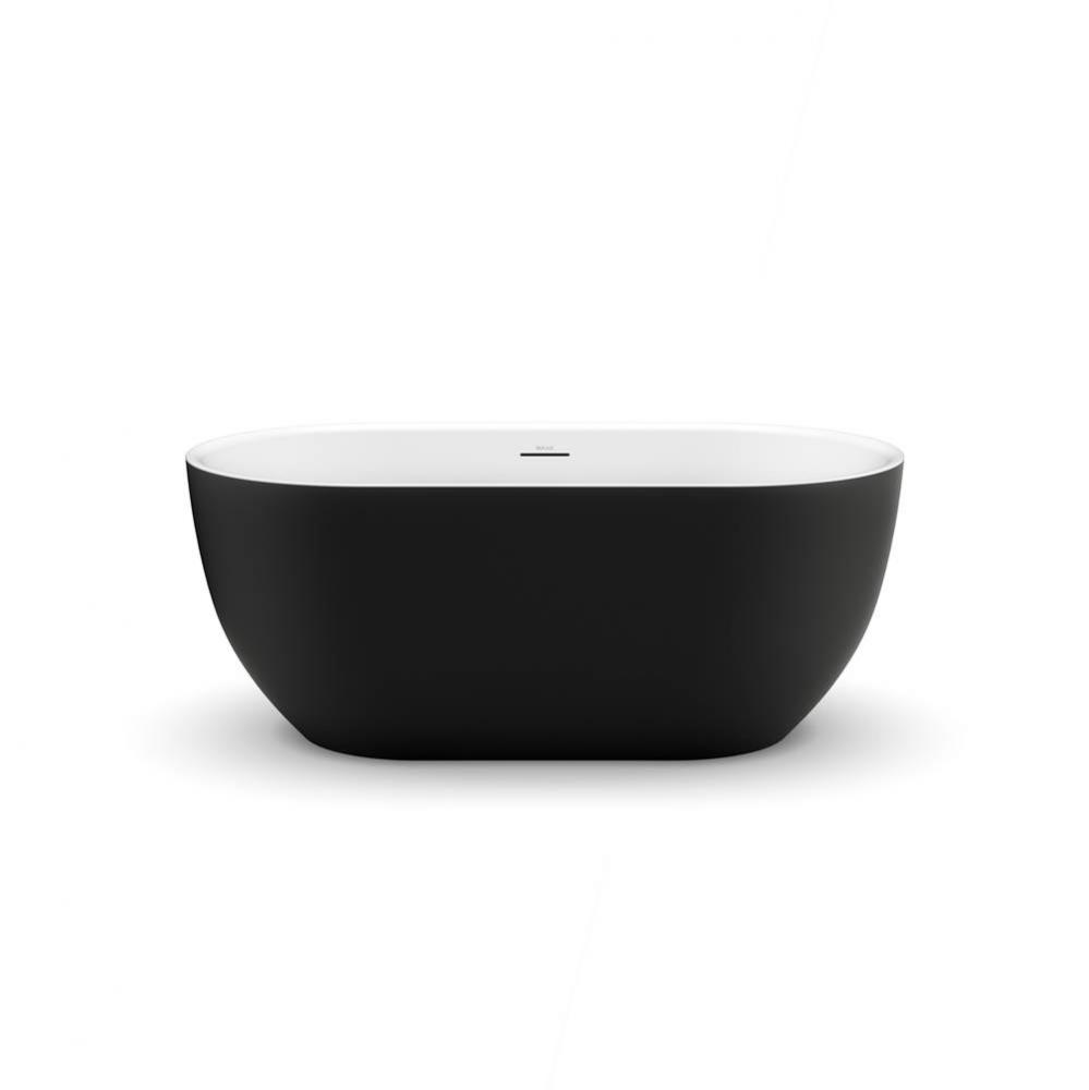 Tosca Matte 5932 Acrylic Freestanding Center Drain Bathtub in Matte White with Matte Black Skirt