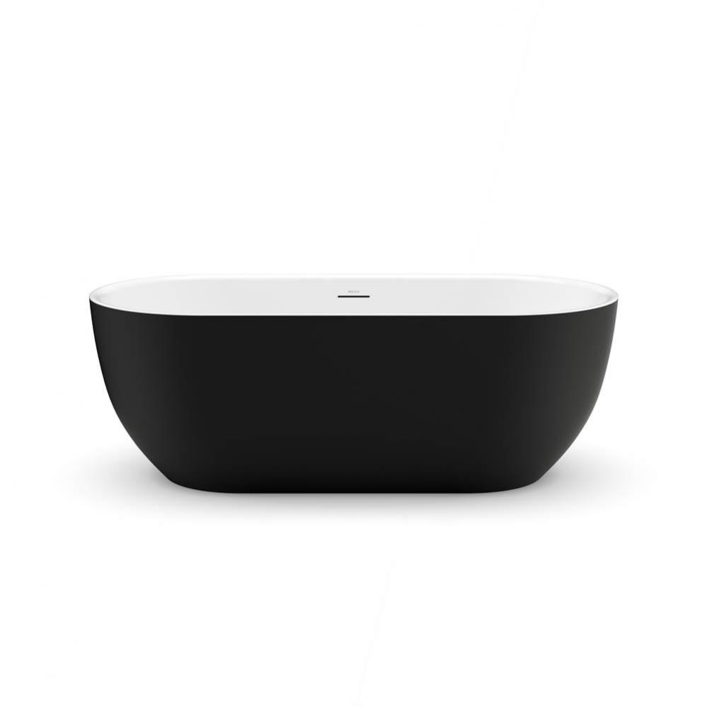 Tosca Matte 6732 Acrylic Freestanding Center Drain Bathtub in Matte White with Matte Black Skirt