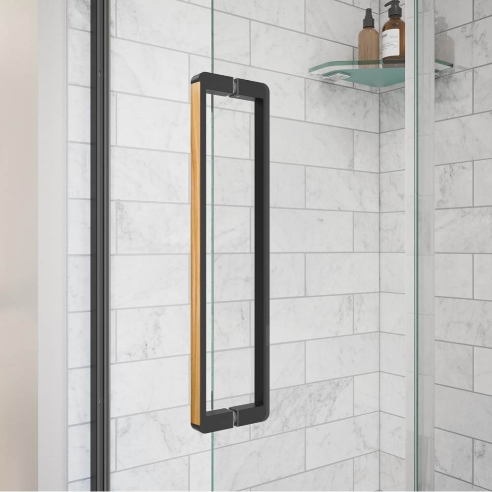 Specialty Handle for Uptown Pivot and Slider in Matte Black and Wood