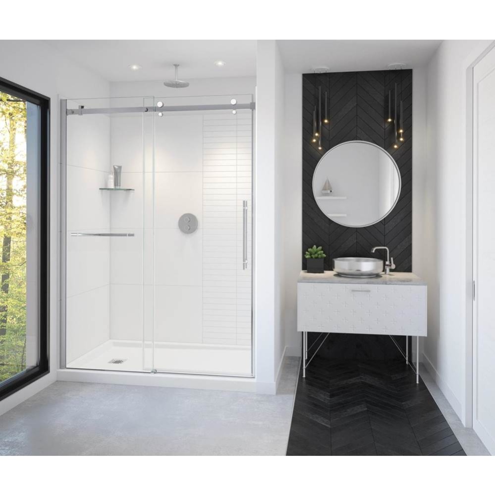 Vela 56.5-59 x 78.75 in. 8mm Sliding Shower Door with Towel Bar for Alcove Installation with Clear