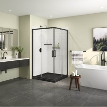 Maax Canada 107333-000-015-000 - Roka 4242 Acrylic Corner Shower Base with Corner Drain in Black