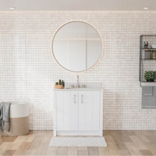 Maax Canada 107766-304-308-305 - Urba 36 in. Freestanding Single Sink Vanity in White with White Quartz Top and Brushed Nickel Hard