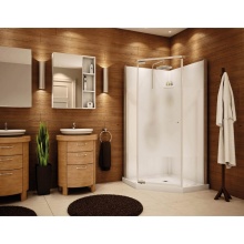 Maax Canada 105929-000-129-101 - Begonia Centre Silk 36 x 36 Polystyrene Center Drain Shower Kit in White with Centre Silk Glass in